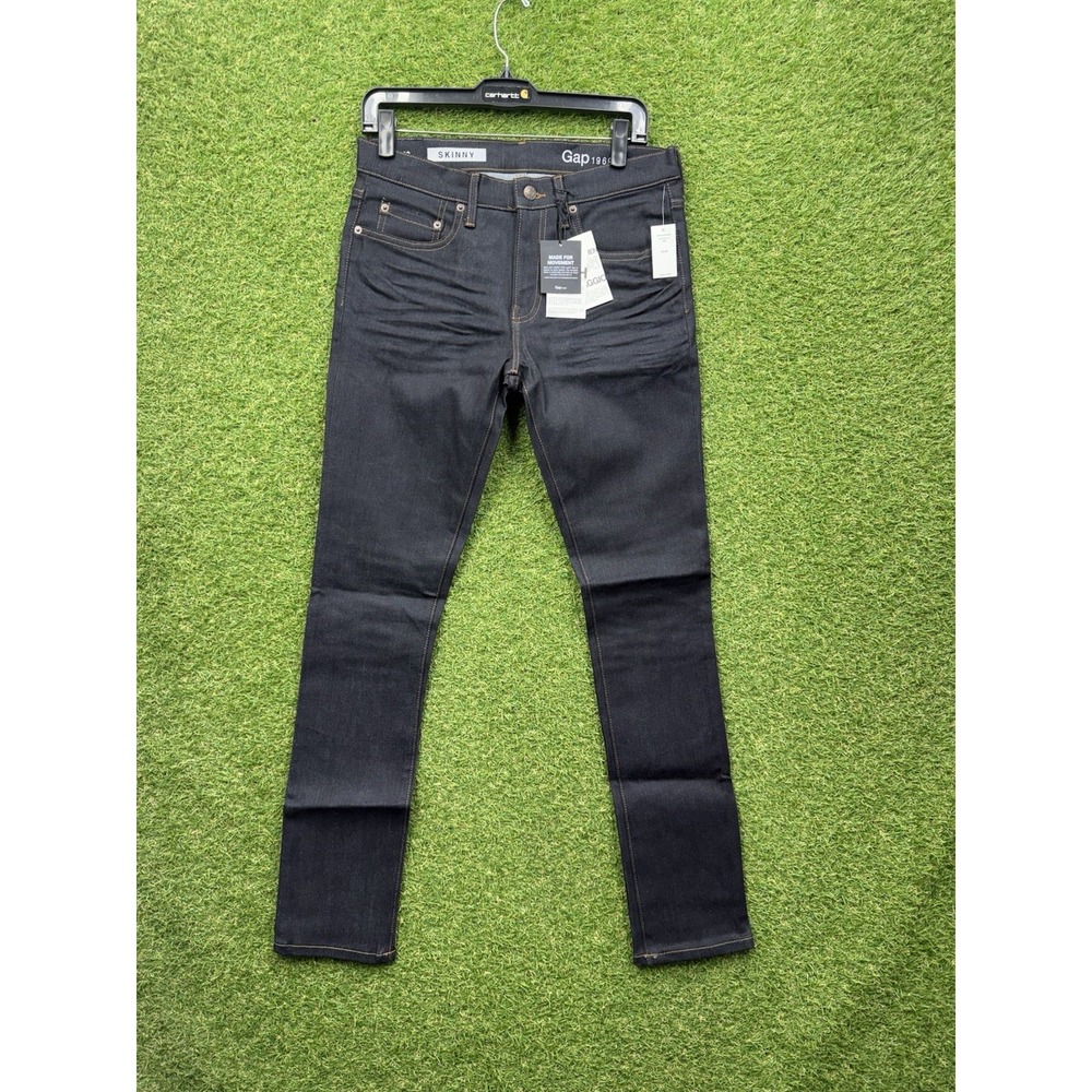 GAP Skinny Jeans Mens 30x32 Stretch Flex Dark Wash Denim Whiskered Casual NWT